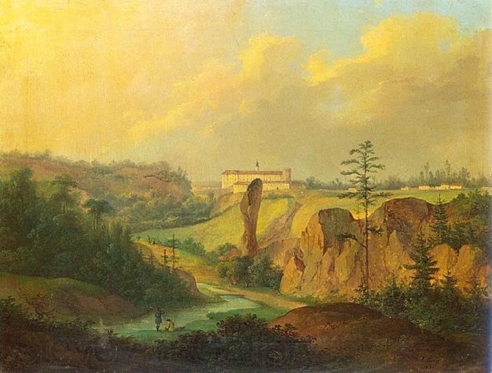 Antoni Lange View from Ojcow - View of Pieskowa Skala Castle. France oil painting art